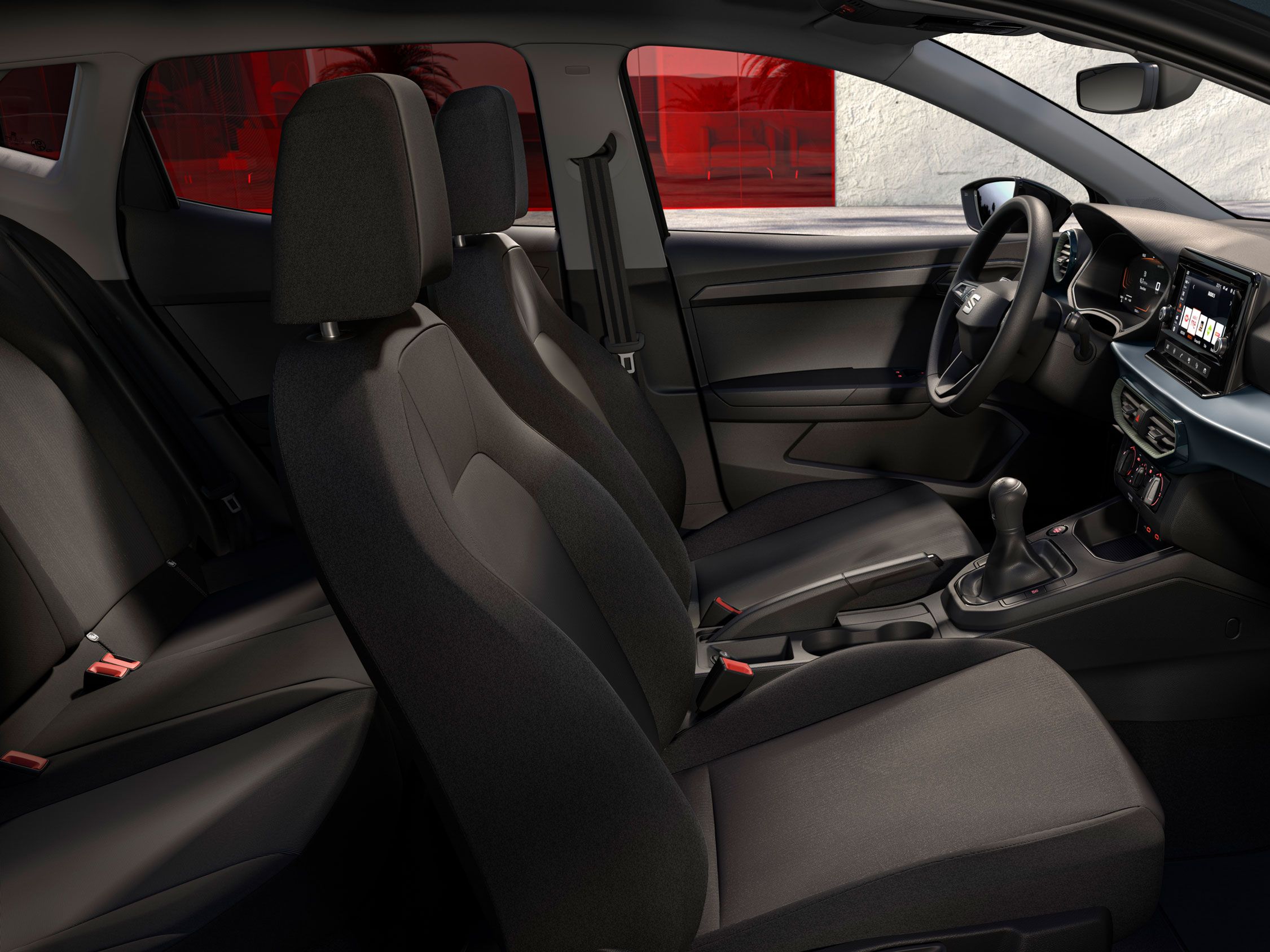 Innenraumdetails des SEAT Ibiza mit textilen Komfortsitzen in ACERO.